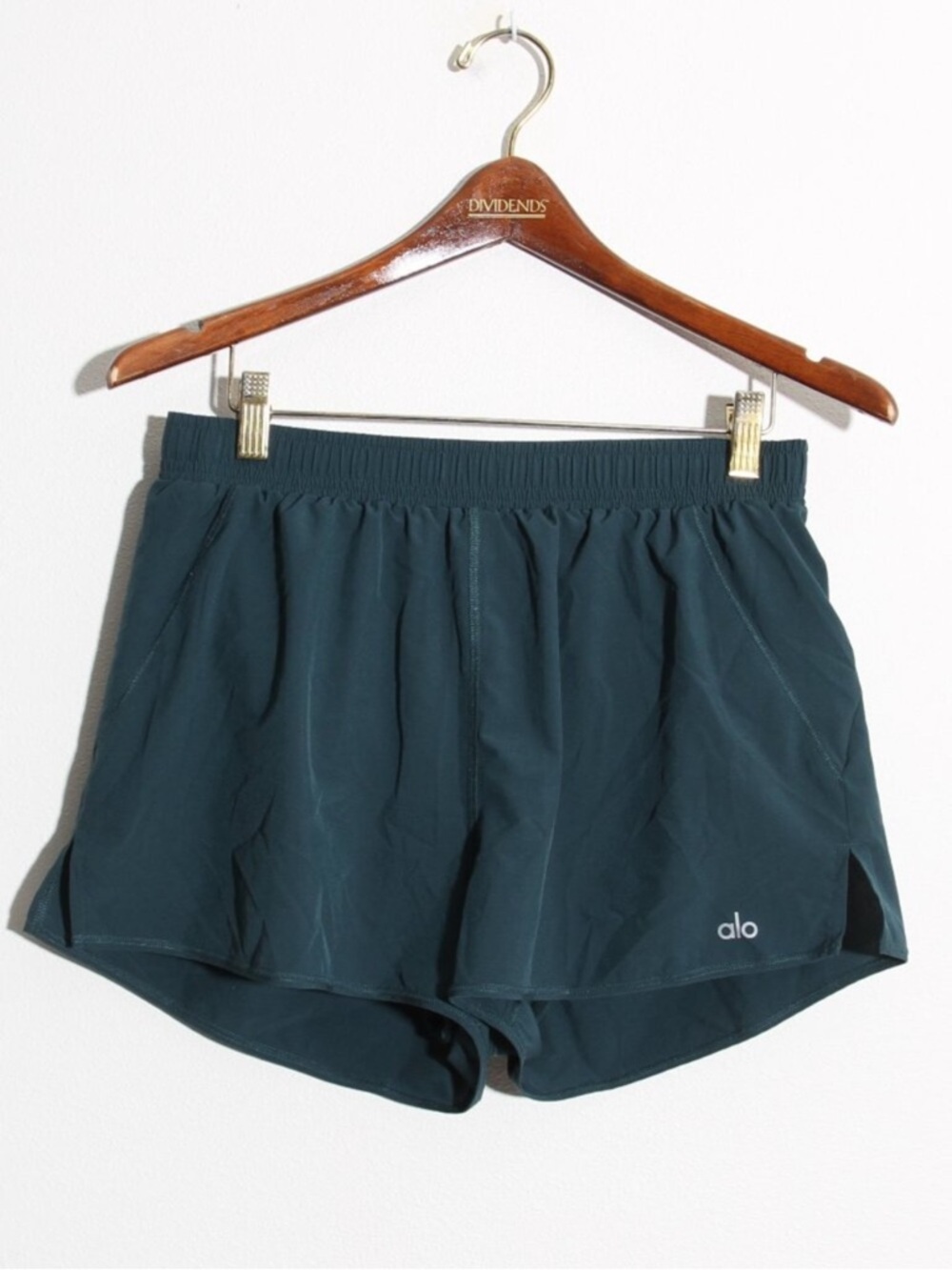 ALO Yoga Stride Shorts Midnight Green Pull-On Elasticated Waist Liner Running
